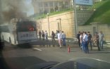 Bakıda sərnişin avtobusu yanır