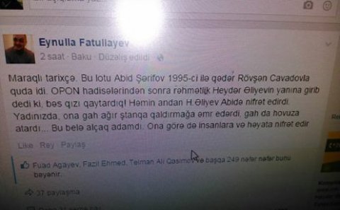 Eynulla Abid Şərifova “Alçaq”-DEDİ