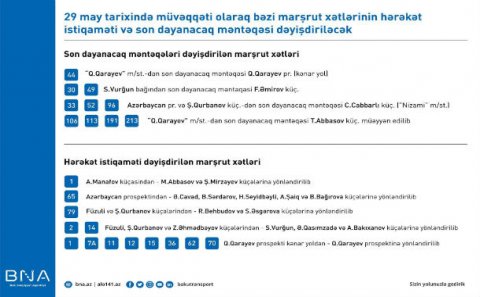 Sabah Bakıda 22 marşrut xəttinin hərəkət istiqaməti dəyişdiriləcək