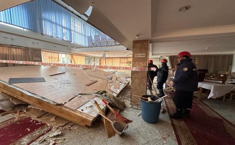 Bakıda dəhşət: Mərasim evinin tavanı çökdü, yaralılar var - FOTO